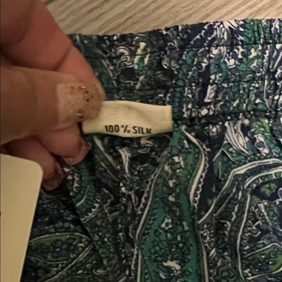 Boho Paisley Print Green and Blue pants - Picture 5 of 9